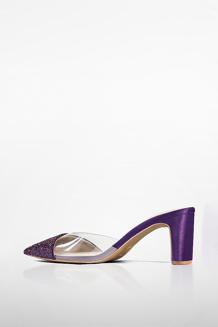 Purple Satin Crystal Shimmer Heels by Signature Sole at Pernia's Pop Up Shop