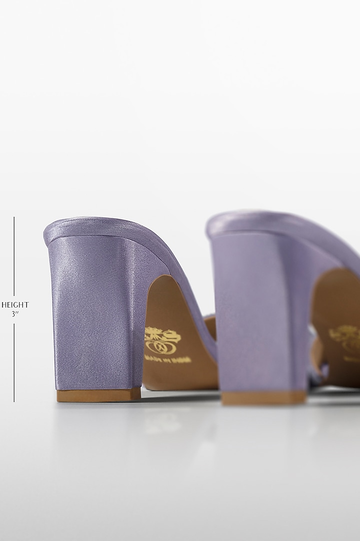 Lavender Satin Shimmer Strap Heels by Signature Sole at Pernia's Pop Up Shop