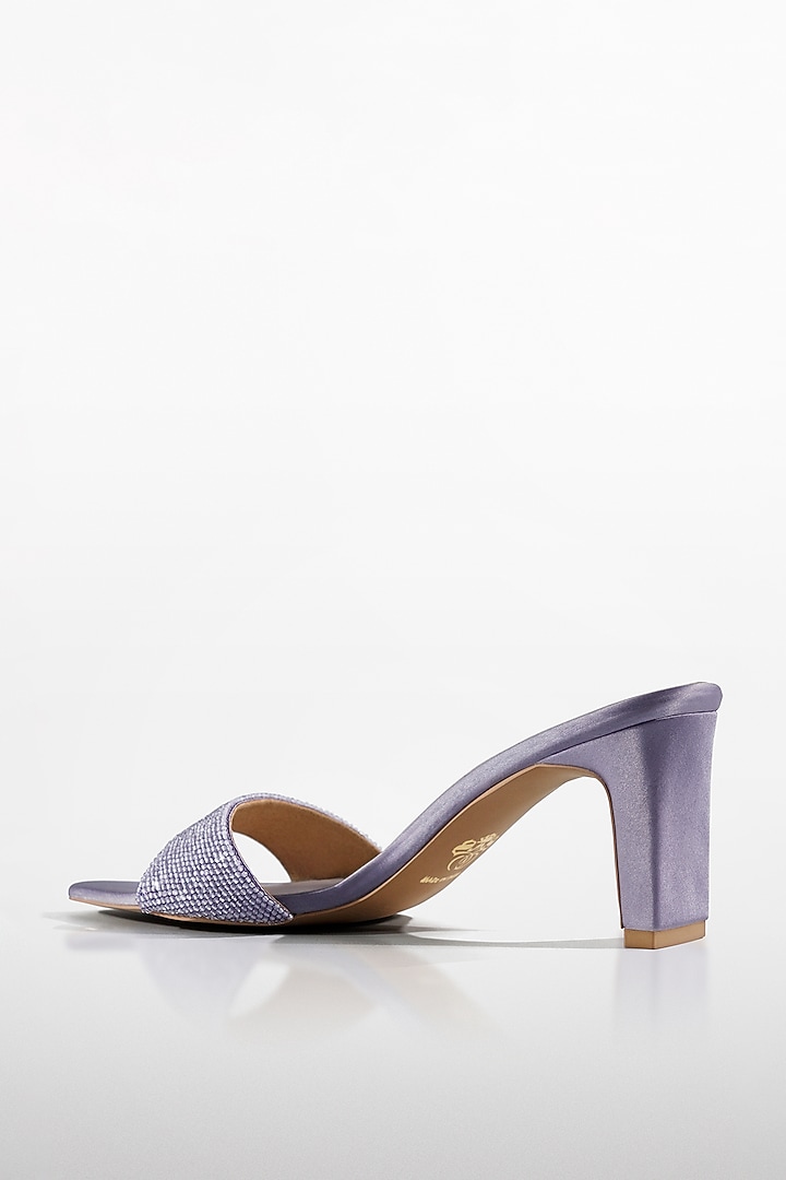 Lavender Satin Shimmer Strap Heels by Signature Sole at Pernia's Pop Up Shop
