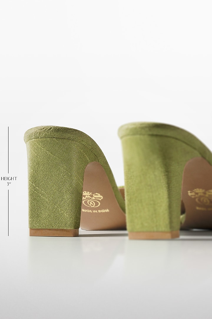 Pastel Green Vegan Leather Beaded Strap Heels by Signature Sole at Pernia's Pop Up Shop