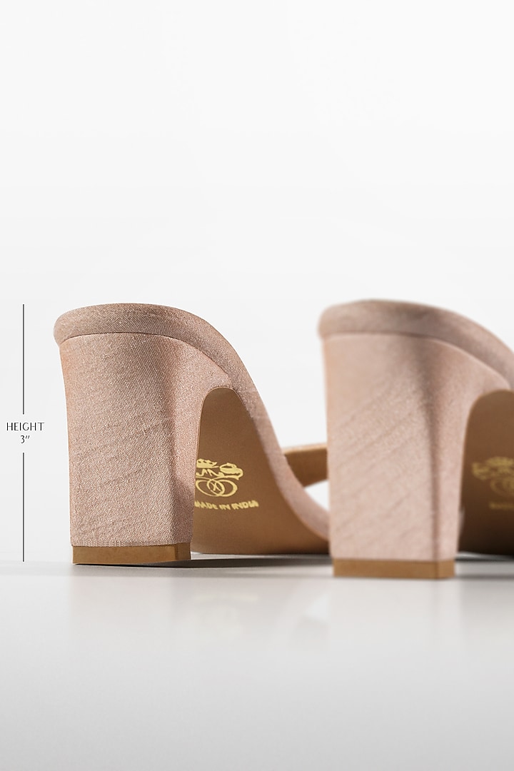 Peach Vegan Leather Crystal Heels by Signature Sole at Pernia's Pop Up Shop