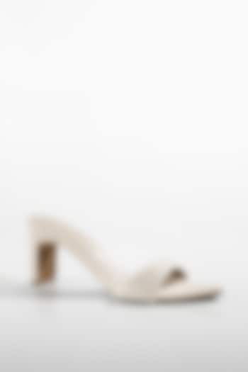 Ivory Vegan Leather Crystal Embellished Heels by Signature Sole at Pernia's Pop Up Shop