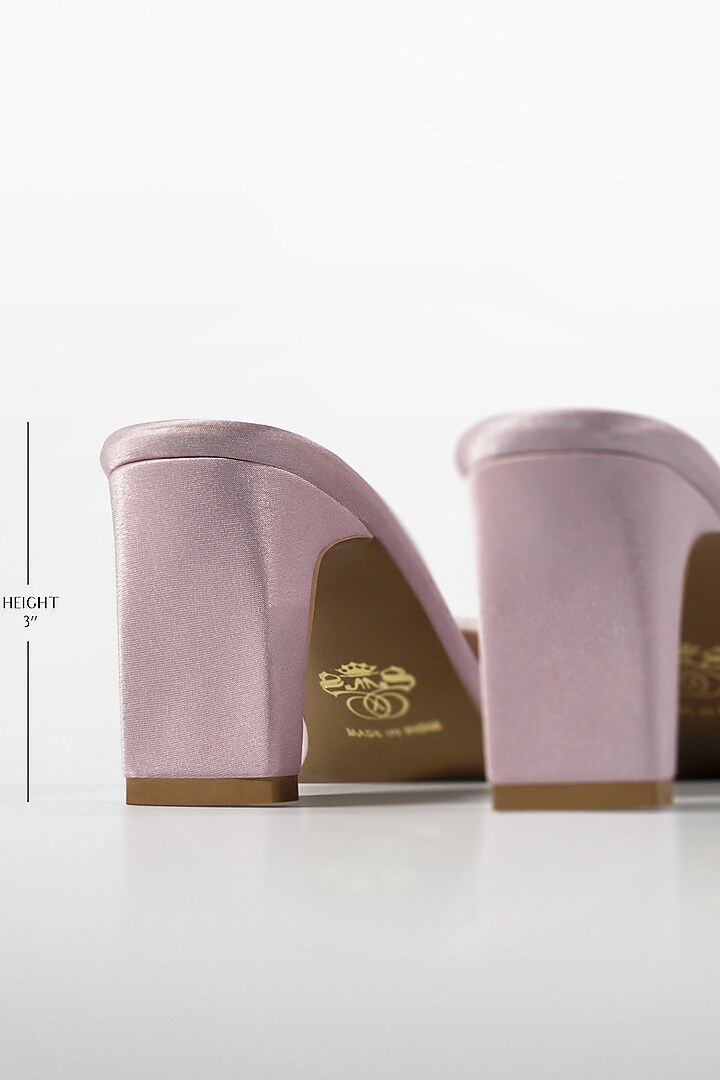 Blush Pink Satin Crystal Embellished Heels by Signature Sole at Pernia's Pop Up Shop