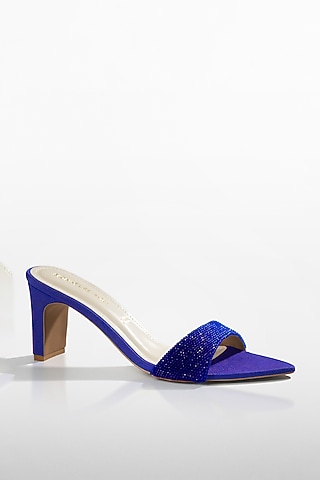 Royal Blue Vegan Leather Sparkle Heels by Signature Sole