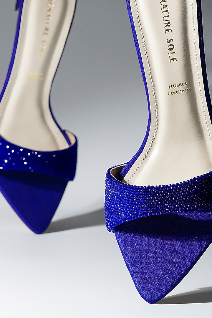 Royal Blue Vegan Leather Sparkle Heels by Signature Sole at Pernia's Pop Up Shop