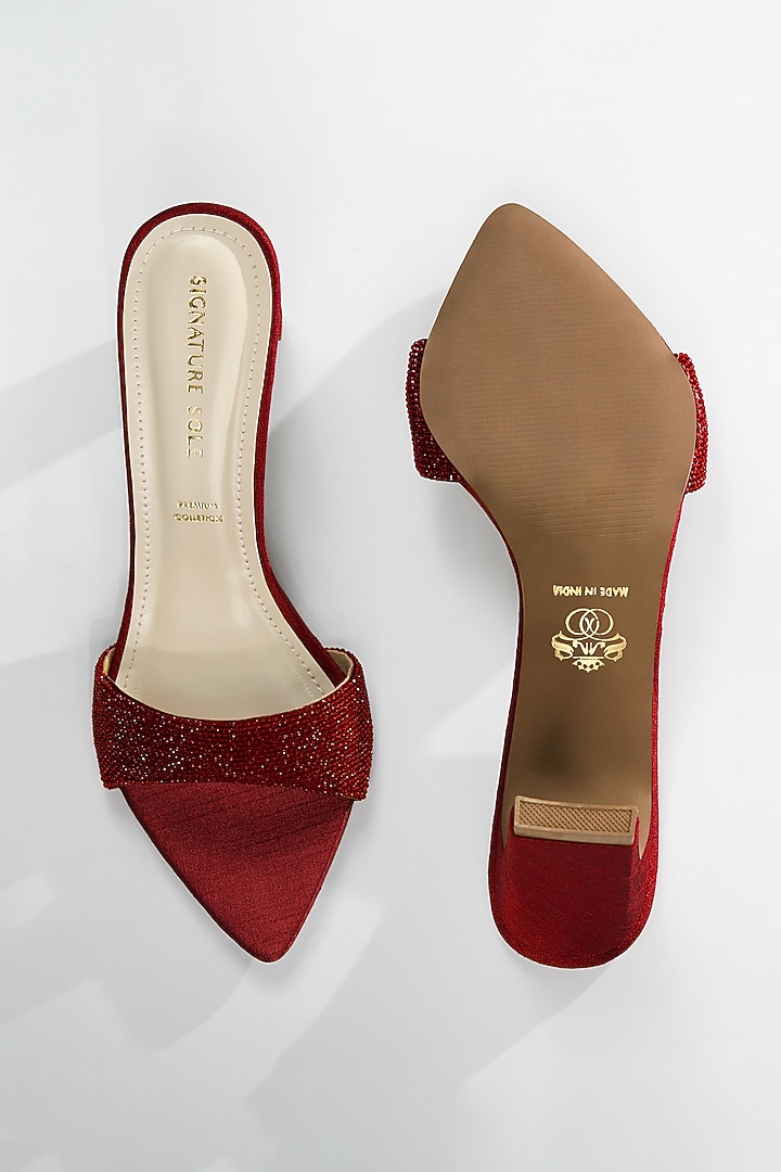 Ruby Red Vegan Leather Shimmer Heels by Signature Sole at Pernia's Pop Up Shop