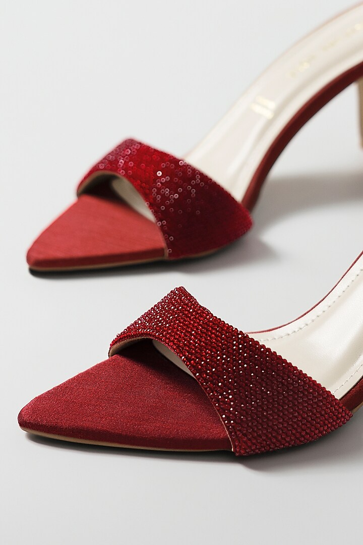 Ruby Red Vegan Leather Shimmer Heels by Signature Sole at Pernia's Pop Up Shop