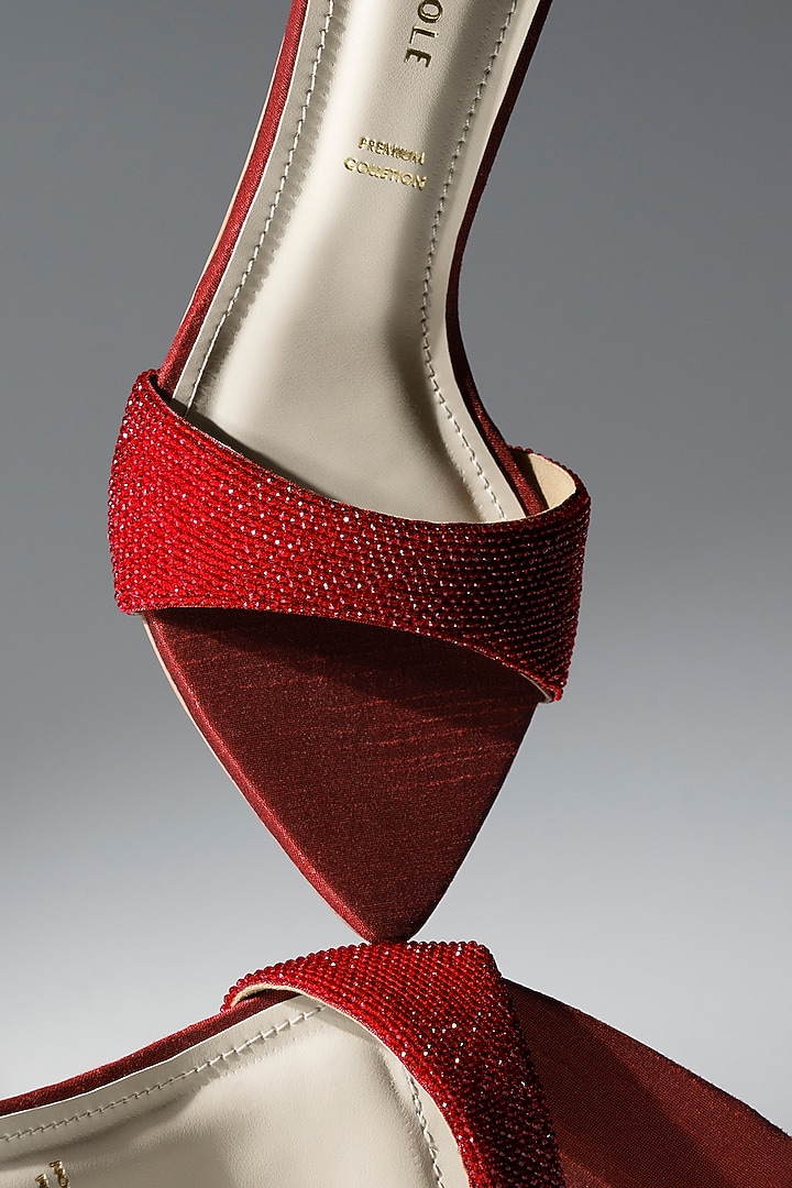 Ruby Red Vegan Leather Shimmer Heels by Signature Sole at Pernia's Pop Up Shop