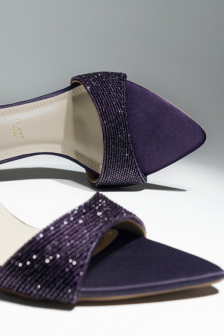 Purple Vegan Leather Crystal Heels by Signature Sole at Pernia's Pop Up Shop