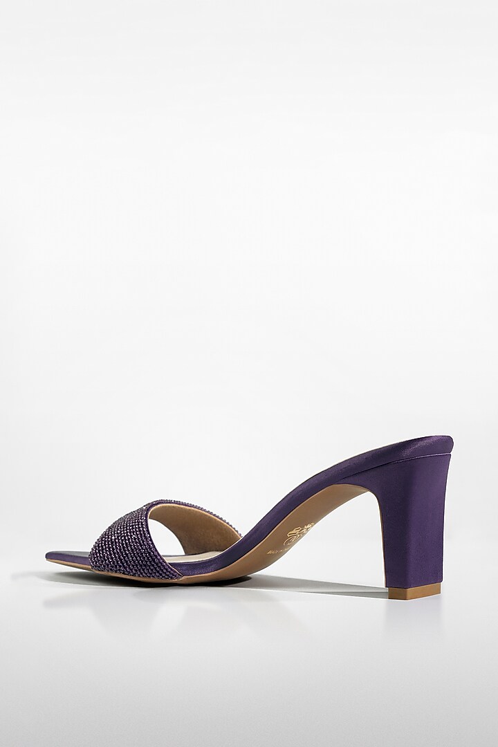 Purple Vegan Leather Crystal Heels by Signature Sole at Pernia's Pop Up Shop