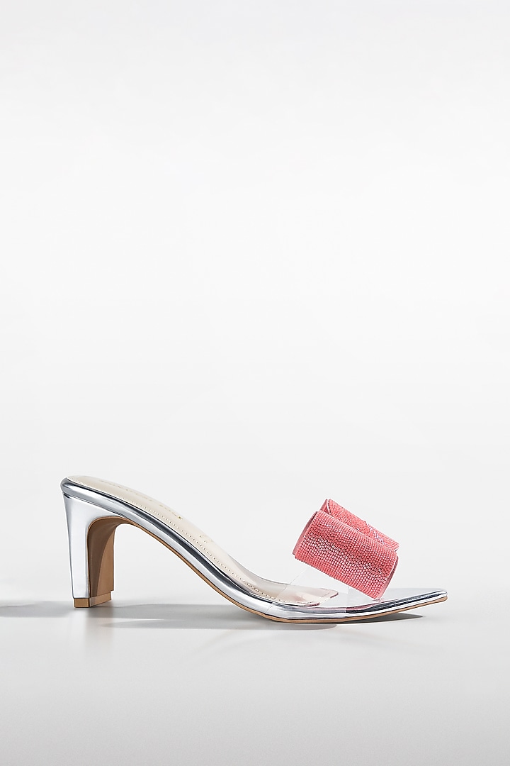Peach Vegan Leather Bow Heels by Signature Sole at Pernia's Pop Up Shop