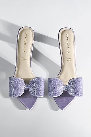 Lavender Vegan Leather Bow Heels by Signature Sole