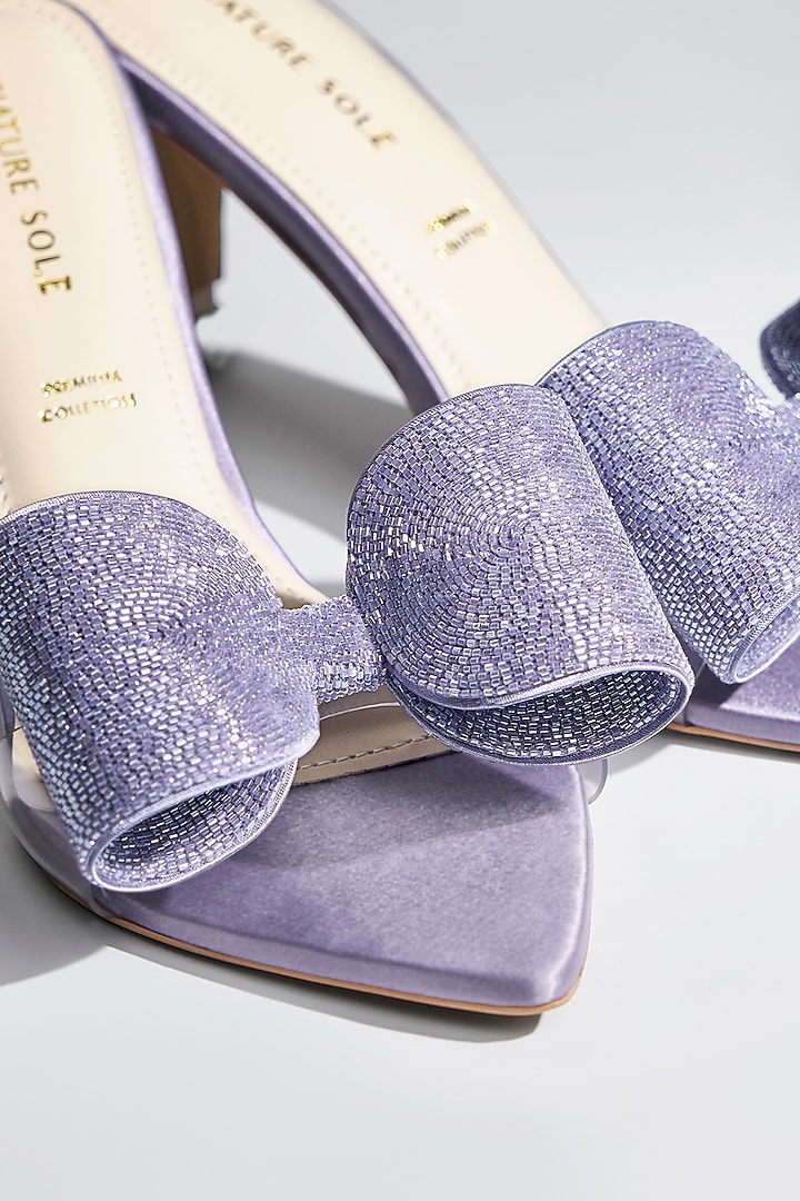 Lavender Vegan Leather Bow Heels by Signature Sole at Pernia's Pop Up Shop