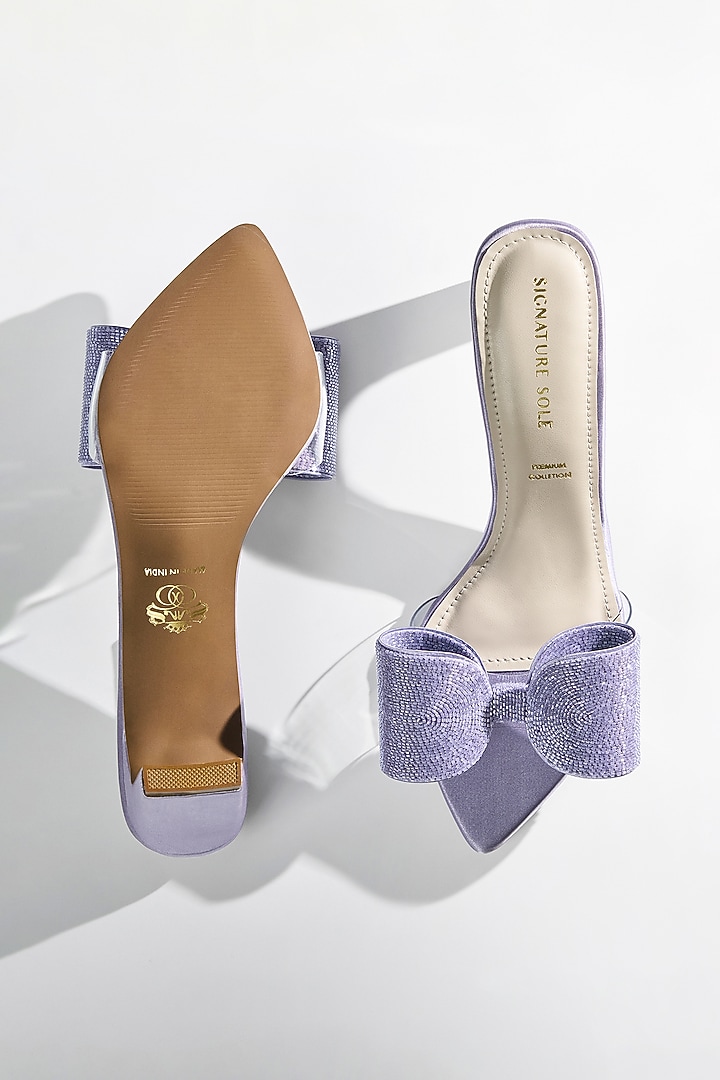 Lavender Vegan Leather Bow Heels by Signature Sole at Pernia's Pop Up Shop