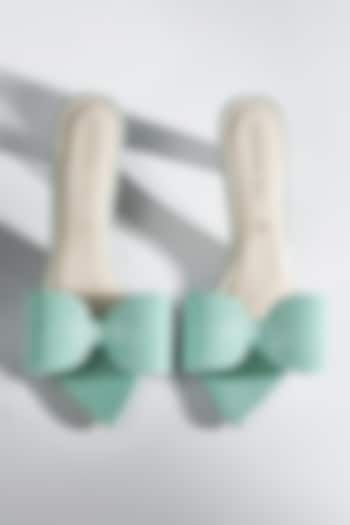 Mint Green Vegan Leather Bow Heels by Signature Sole at Pernia's Pop Up Shop