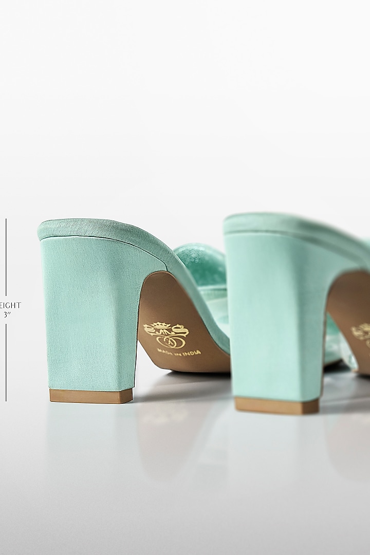 Mint Green Vegan Leather Bow Heels by Signature Sole at Pernia's Pop Up Shop