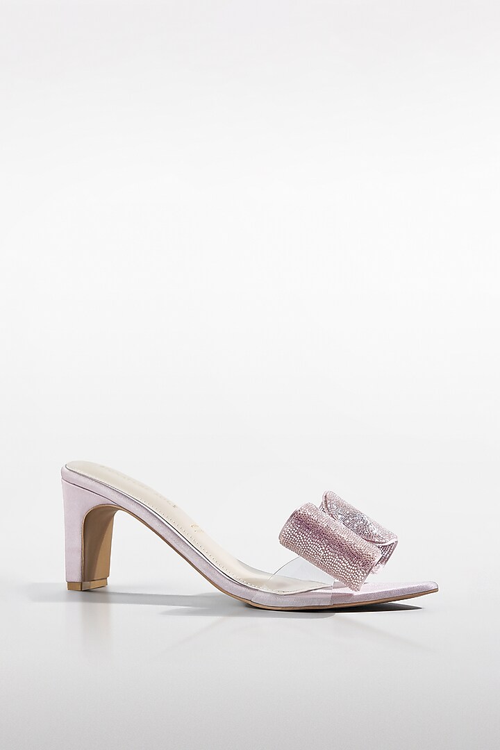 Pink Satin Crystal Bow Heels by Signature Sole at Pernia's Pop Up Shop