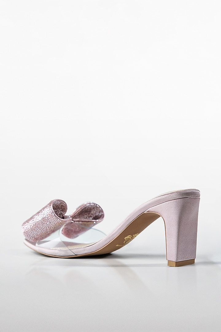 Pink Satin Crystal Bow Heels by Signature Sole at Pernia's Pop Up Shop
