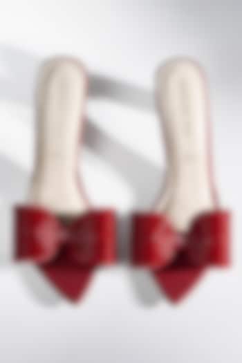 Red Satin Crystal Bow Heels by Signature Sole at Pernia's Pop Up Shop