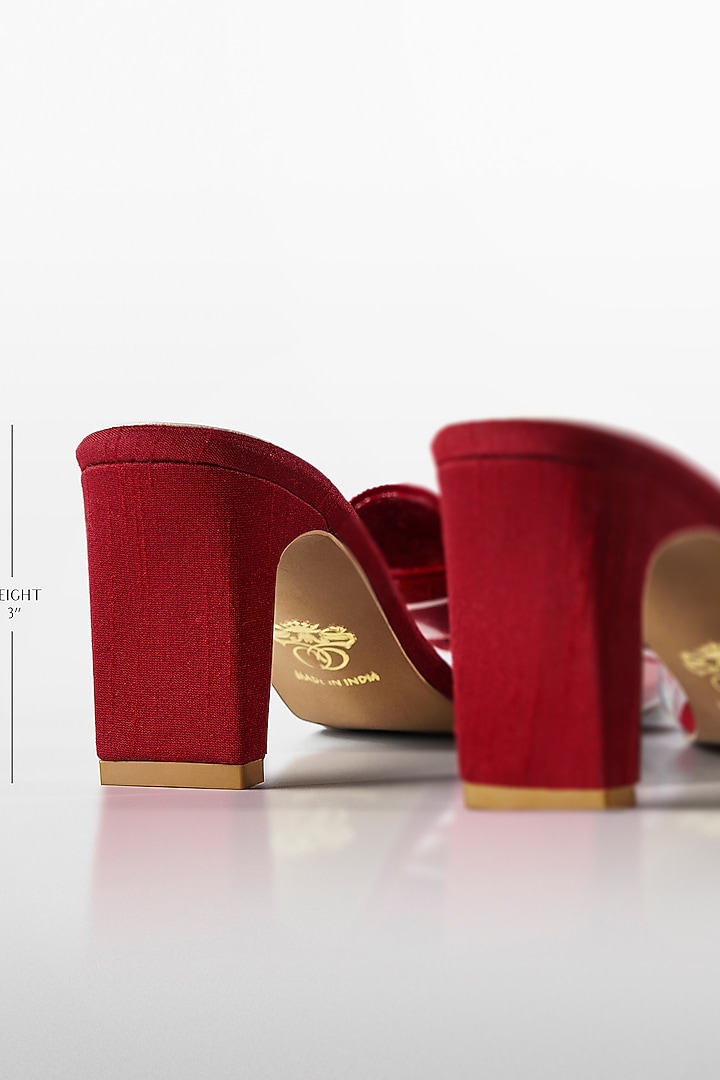 Red Satin Crystal Bow Heels by Signature Sole at Pernia's Pop Up Shop