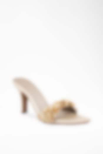 Metallic Gold Finish Anti-Slippery Rubber Butterfly Embroidered Heels by Signature Sole at Pernia's Pop Up Shop