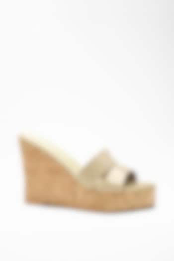Beige Anti-Slippery Rubber Cork Wedges by Signature Sole