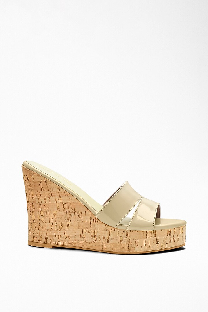 Beige Anti-Slippery Rubber Cork Wedges by Signature Sole at Pernia's Pop Up Shop