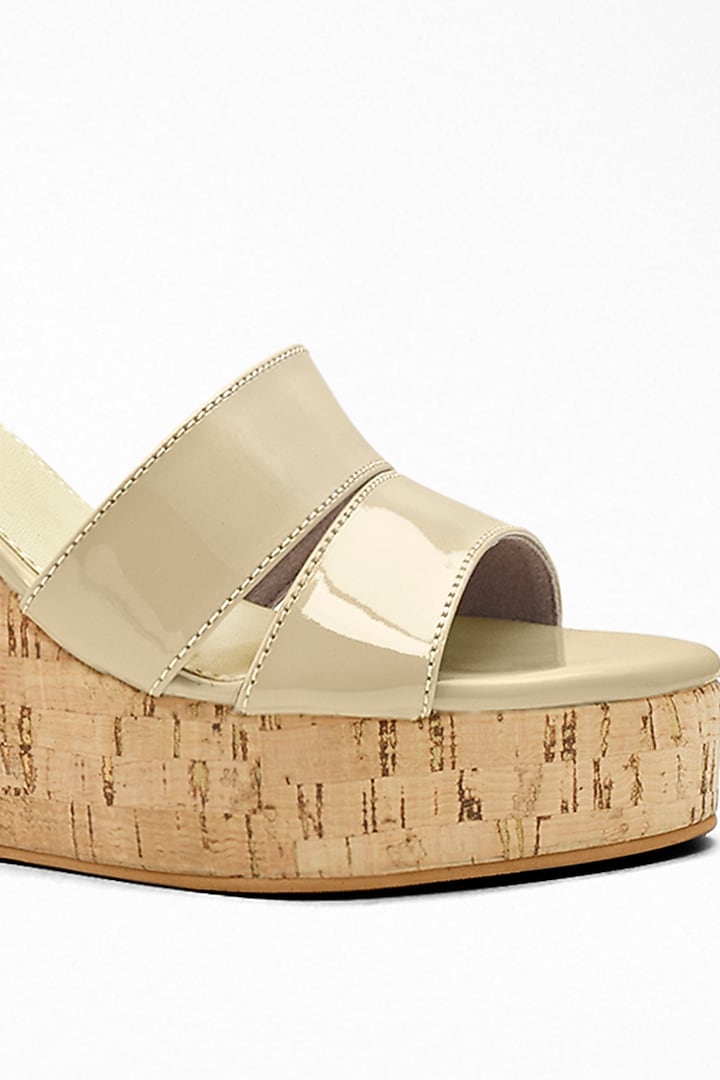 Beige Anti-Slippery Rubber Cork Wedges by Signature Sole at Pernia's Pop Up Shop