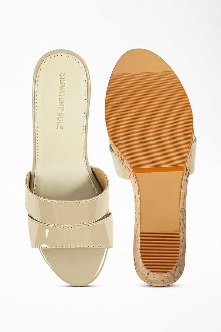 Beige Anti-Slippery Rubber Cork Wedges by Signature Sole at Pernia's Pop Up Shop