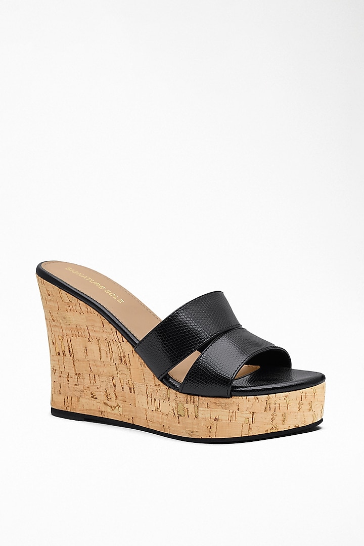 Black Anti-Slippery Rubber Cork Wedges by Signature Sole