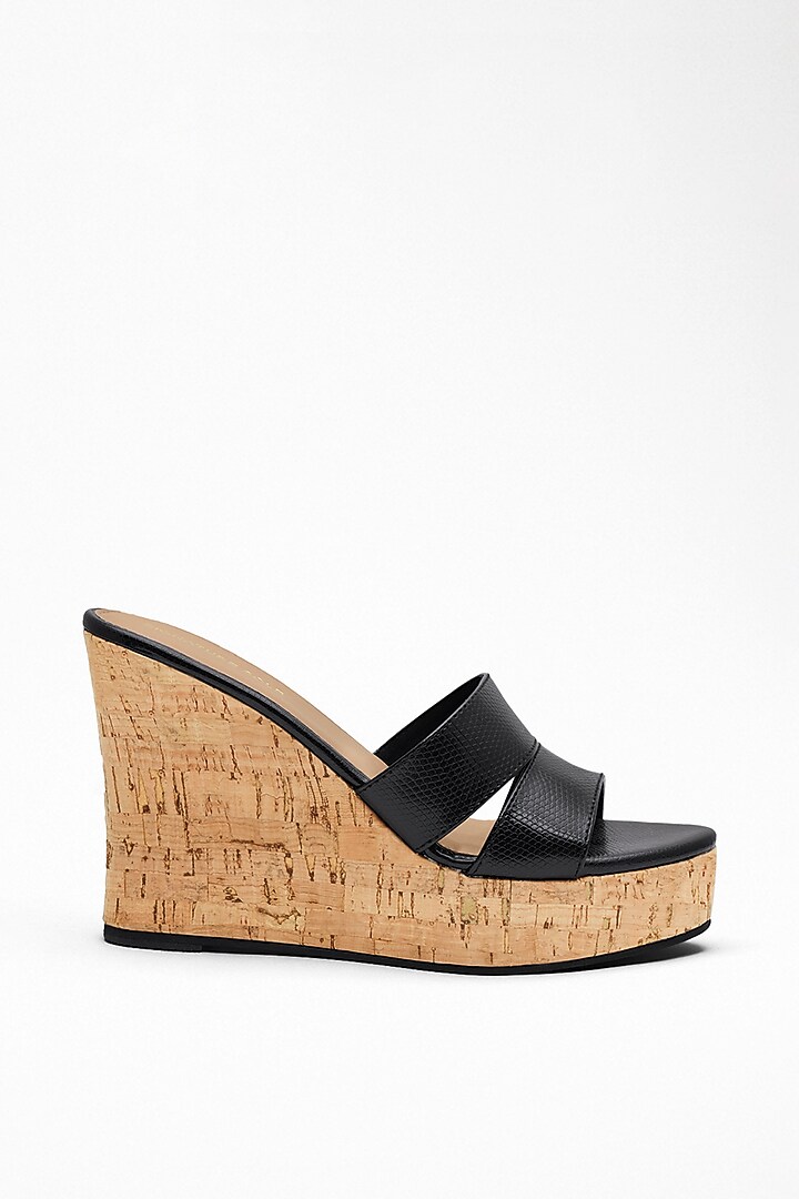 Black Anti-Slippery Rubber Cork Wedges by Signature Sole at Pernia's Pop Up Shop