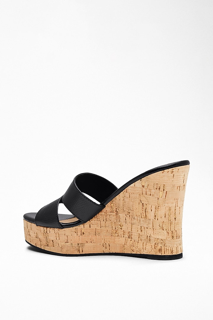 Black Anti-Slippery Rubber Cork Wedges by Signature Sole at Pernia's Pop Up Shop