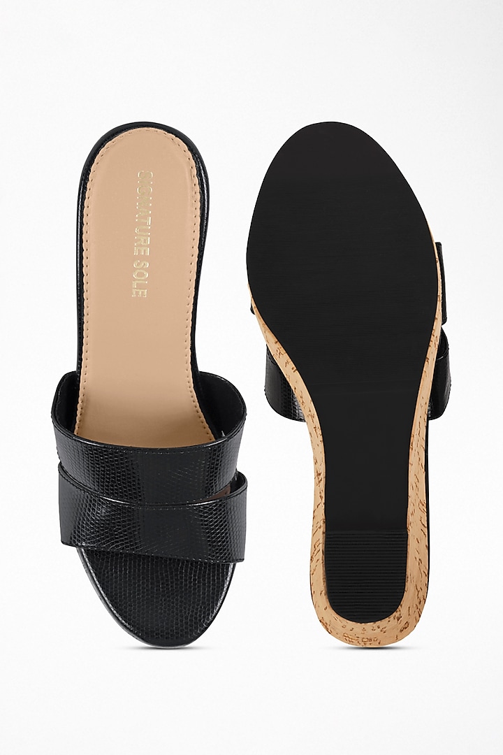Black Anti-Slippery Rubber Cork Wedges by Signature Sole at Pernia's Pop Up Shop