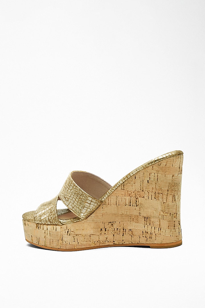 Gold Anti-Slippery Rubber Cork Wedges by Signature Sole at Pernia's Pop Up Shop