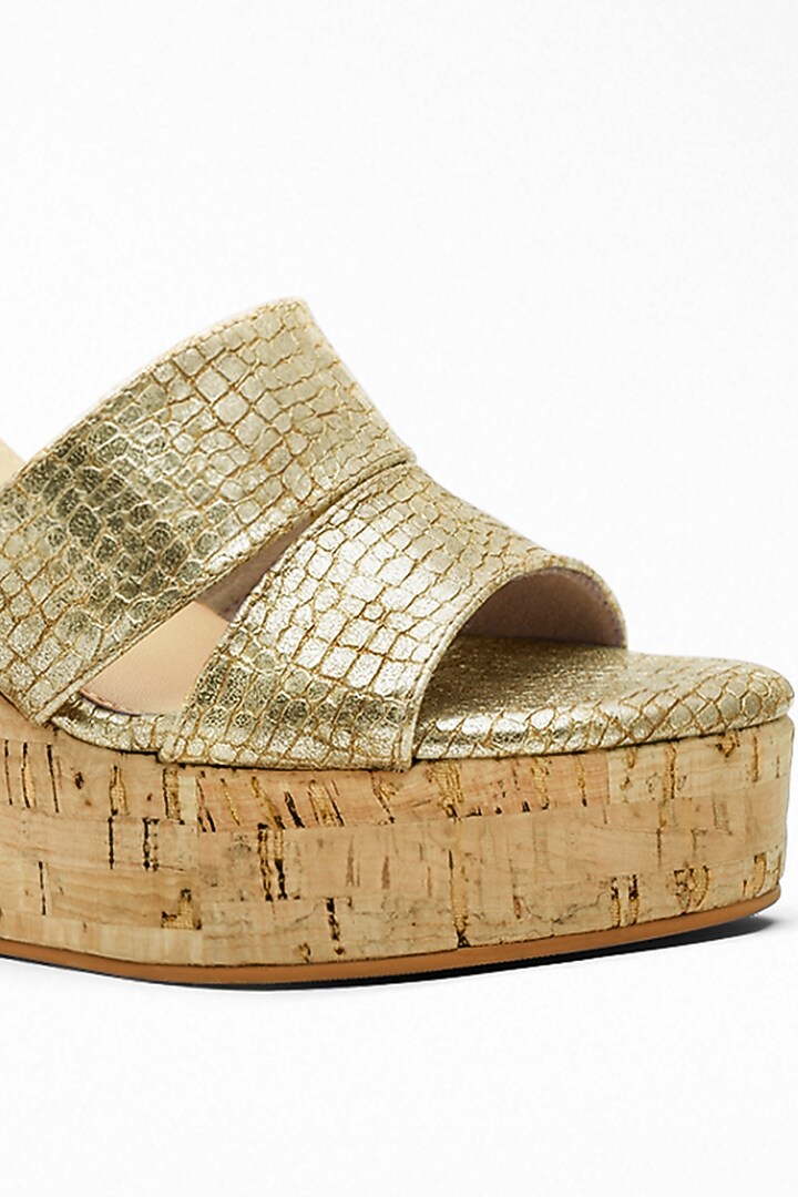 Gold Anti-Slippery Rubber Cork Wedges by Signature Sole at Pernia's Pop Up Shop