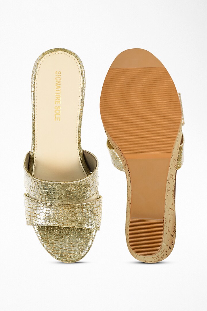 Gold Anti-Slippery Rubber Cork Wedges by Signature Sole at Pernia's Pop Up Shop
