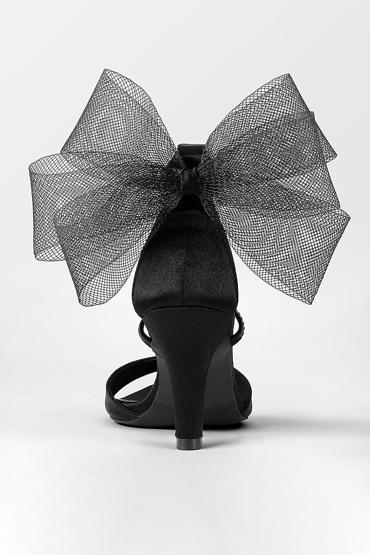 Black Anti-Slippery Rubber Bow Pencil Heels by Signature Sole at