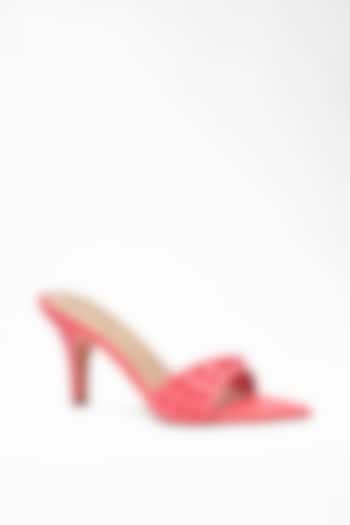 Pink Anti-Slippery Rubber Studded Strap Pencil Heels by Signature Sole