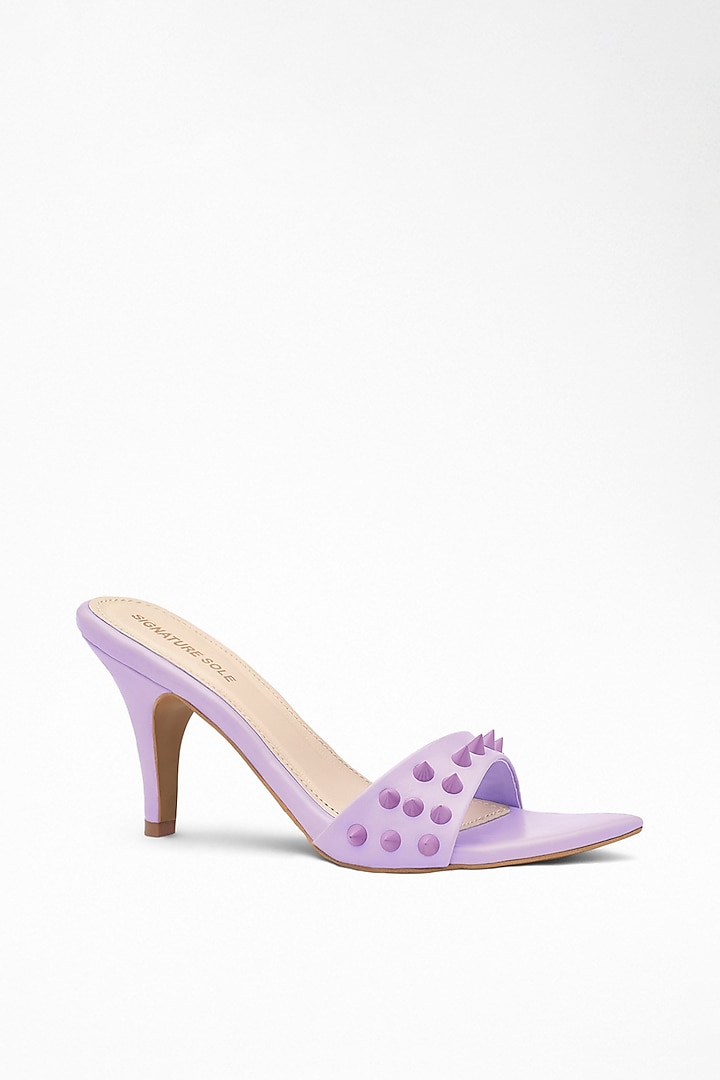 Purple Anti-Slippery Rubber Studded Strap Pencil Heels by Signature Sole