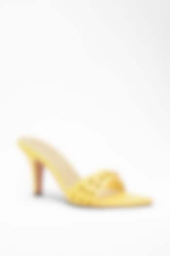 Yellow Anti-Slippery Rubber Studded Strap Pencil Heels by Signature Sole