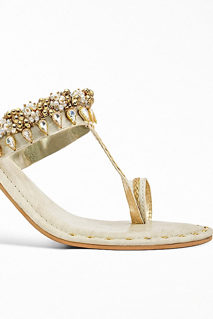 White Anti-Slippery Rubber Embroidered Block Heels by Signature Sole at Pernia's Pop Up Shop