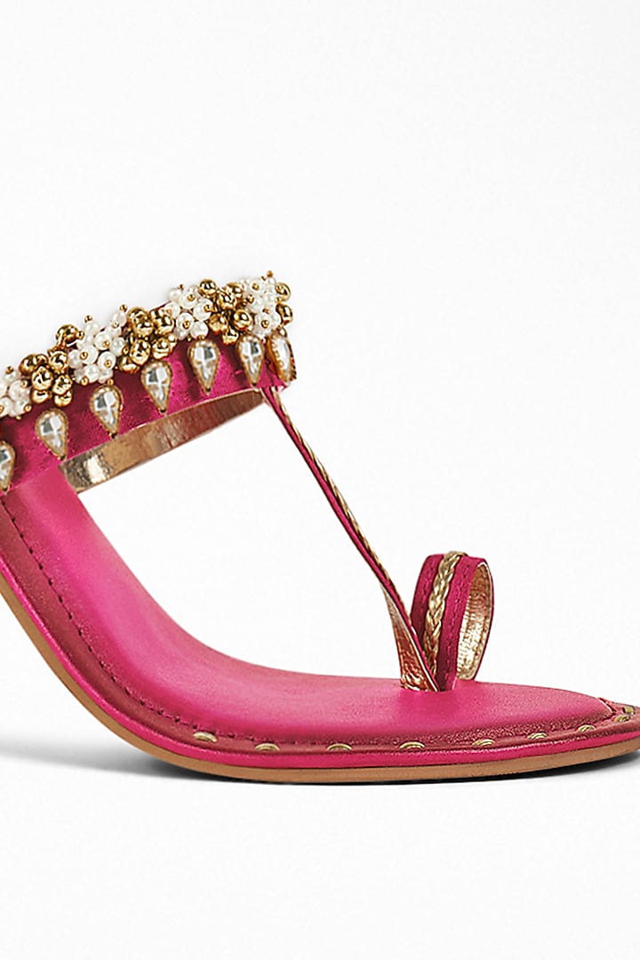 Pink Anti-Slippery Rubber Embroidered Block Heels by Signature Sole at Pernia's Pop Up Shop