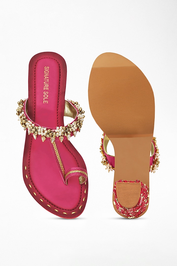 Pink Anti-Slippery Rubber Embroidered Block Heels by Signature Sole at Pernia's Pop Up Shop