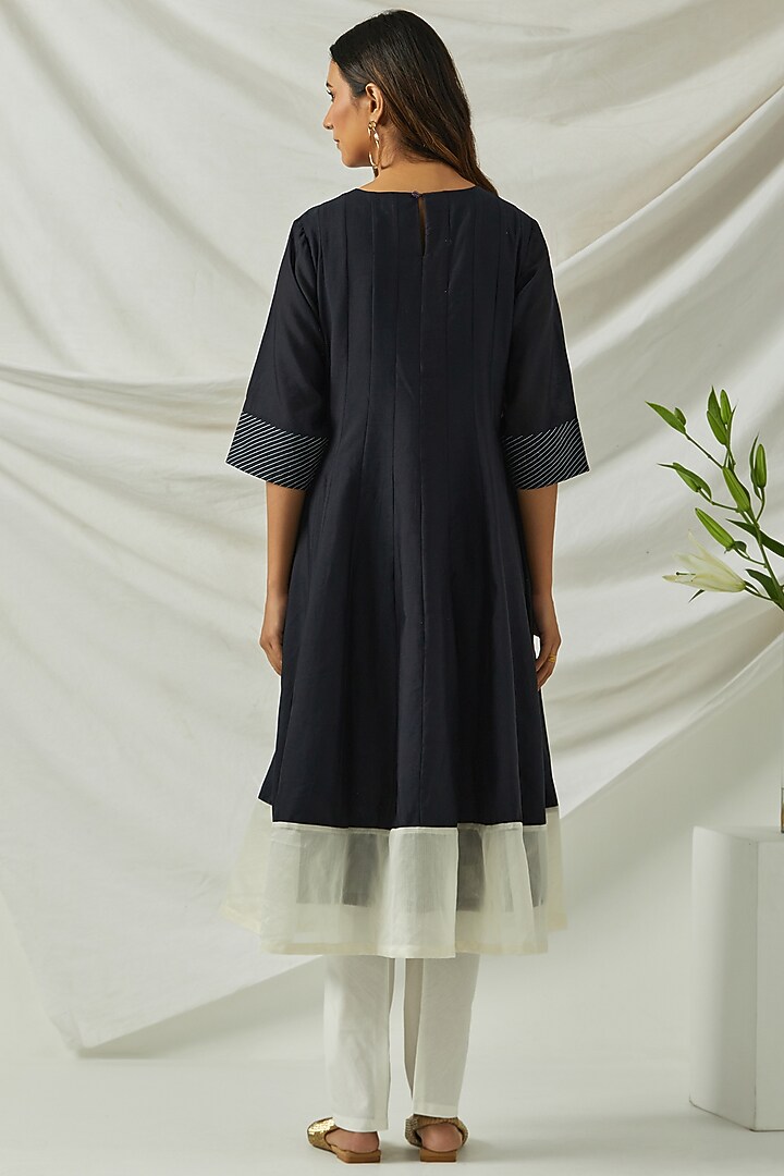 Black & White Chanderi Anarkali Set by Smriti Gupta at Pernia's Pop Up Shop