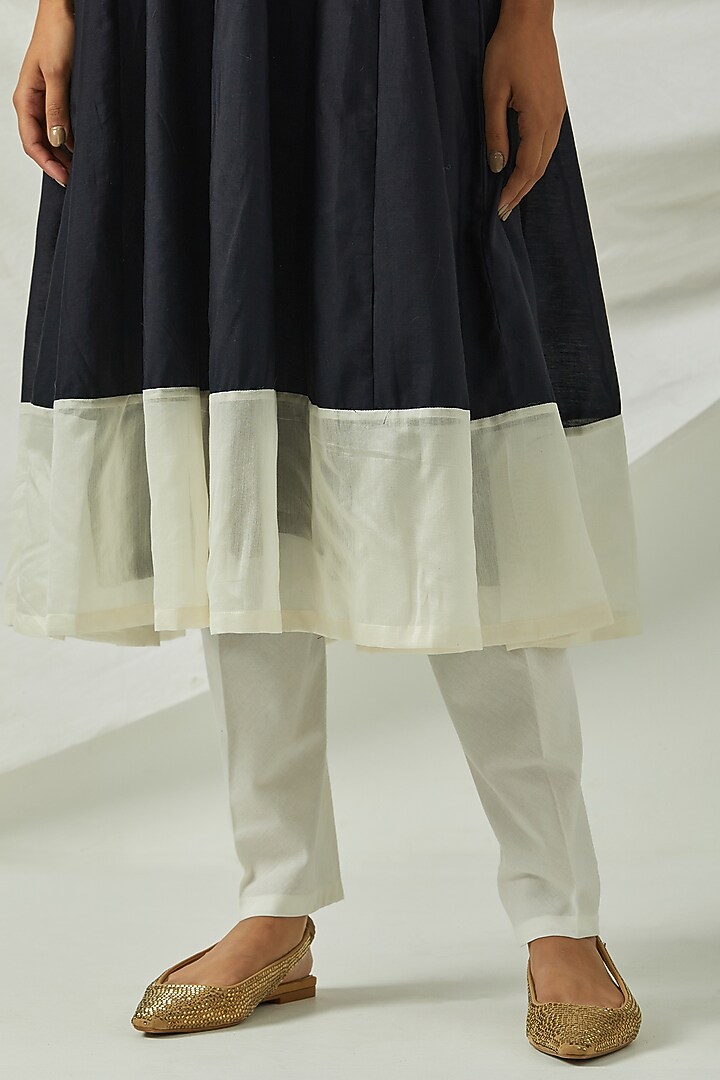 Black & White Chanderi Anarkali Set by Smriti Gupta at Pernia's Pop Up Shop