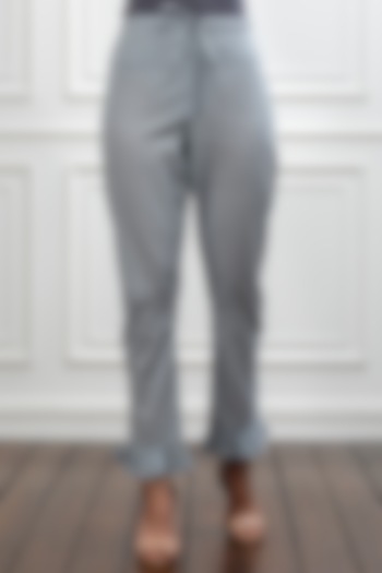 Grey Tie-Up Cotton Pants by Smriti Gupta
