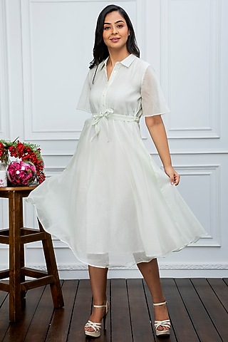 Mint Green Printed Dress by Smriti Gupta