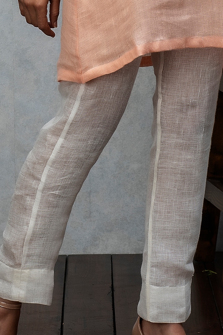 Peach Linen Tunic Set by Smriti Gupta at Pernia's Pop Up Shop