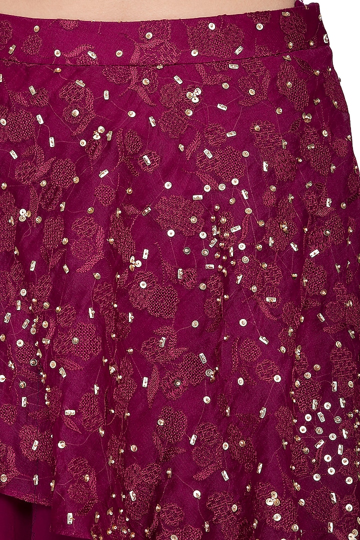 Wine embroidered Wedding Lehenga set by Sanya Gulati at Pernia's Pop Up Shop