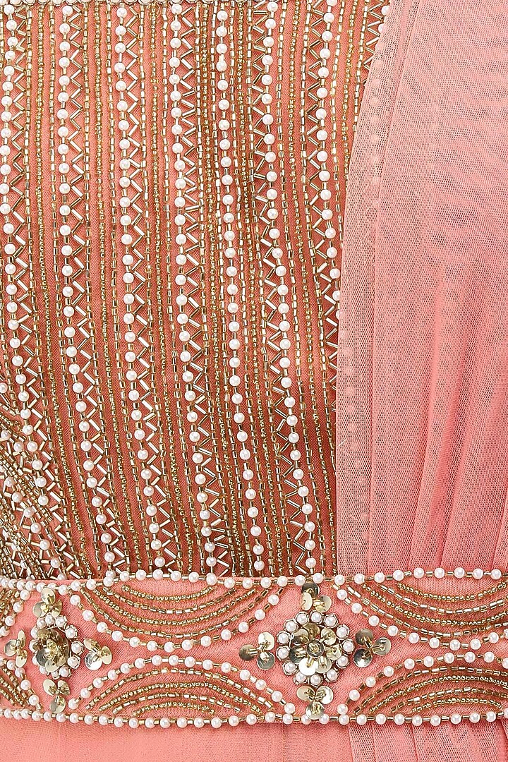Dusty peach embroidered anarkali gown available only at Pernia's Pop Up Shop.